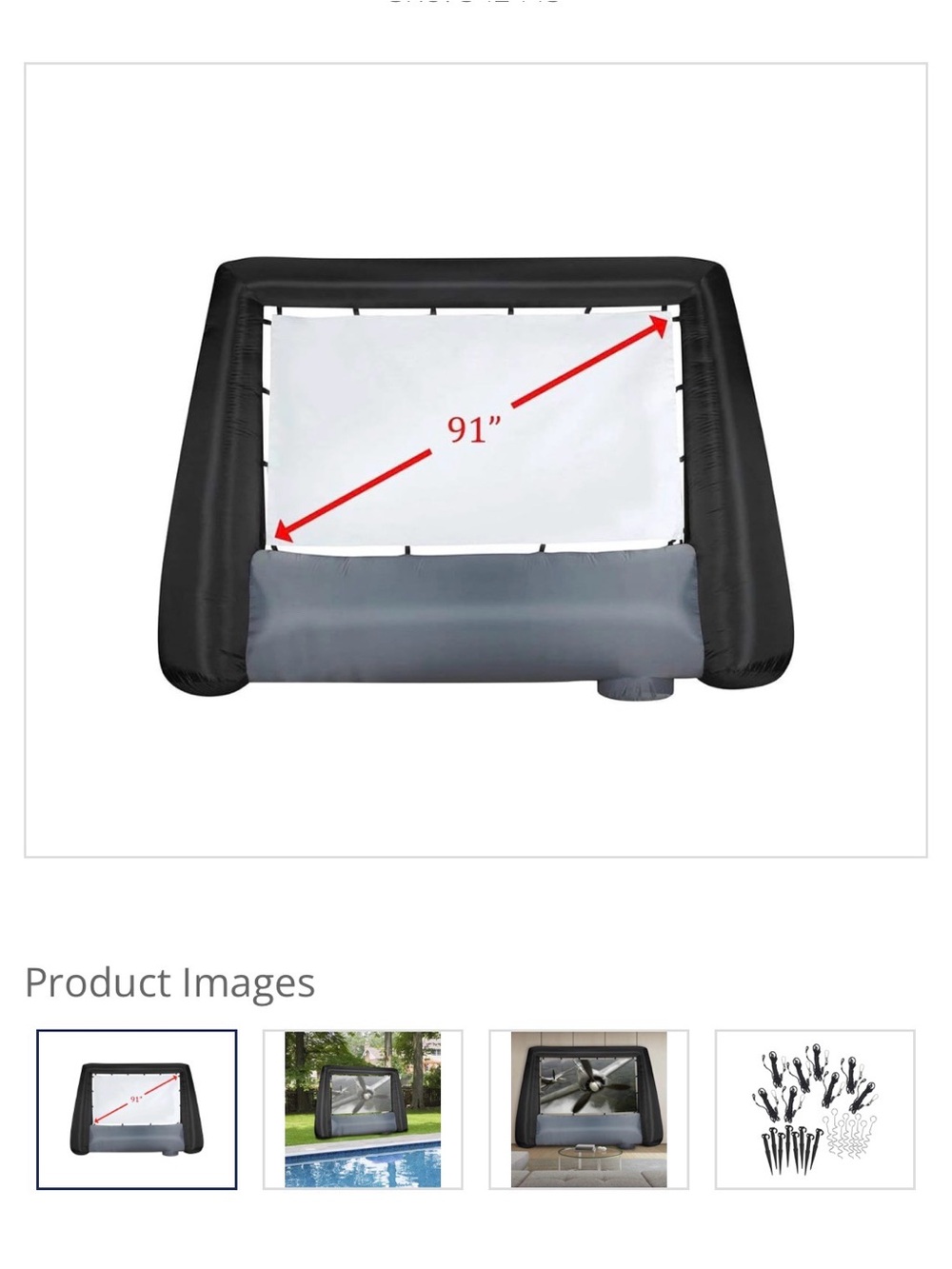 Gemmy Deluxe Inflatable Movie Screen 7.6ft - Portable Outdoor Projection Screen